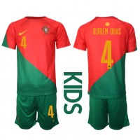 Portugal Ruben Dias #4 Hemmatröja Barn VM 2022 Kortärmad (+ Korta byxor)
